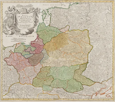 Mapa ziem Rzeczpospolitej ("Regni Poloniae Magnique Ducatus Lithuaniae.."), Oficyna Spadkobierców Homanna