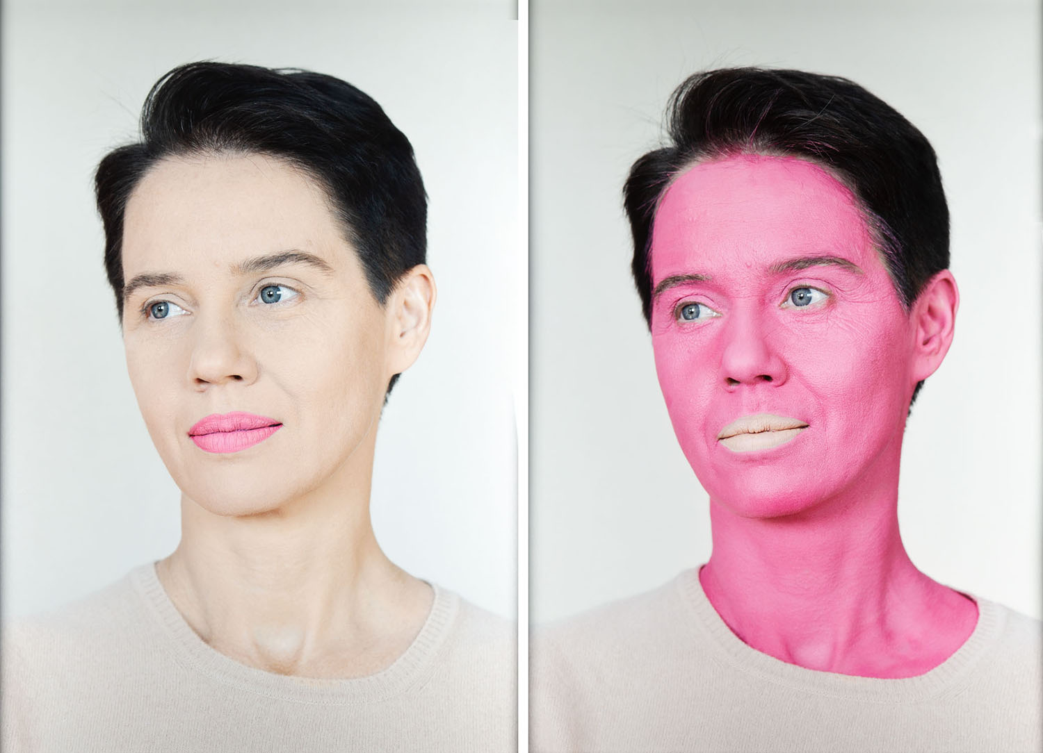 Aneta Grzeszykowska, "Negative Make Up, pink" - dyptyk, 2016